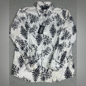 Lamasini Shirt Mens L Embellished Western Hispanic Streetwear Long Sleeve Velvet